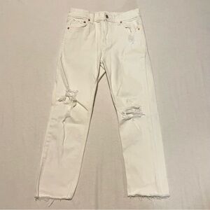 Gap Cheeky Straight High Rise Jeans Distressed Woman’s Size 27 4 Petite